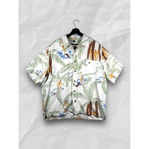 Tommy Bahama Hawaiian Shirt 100% Silk Surf Palm Tropical Men's Size XL